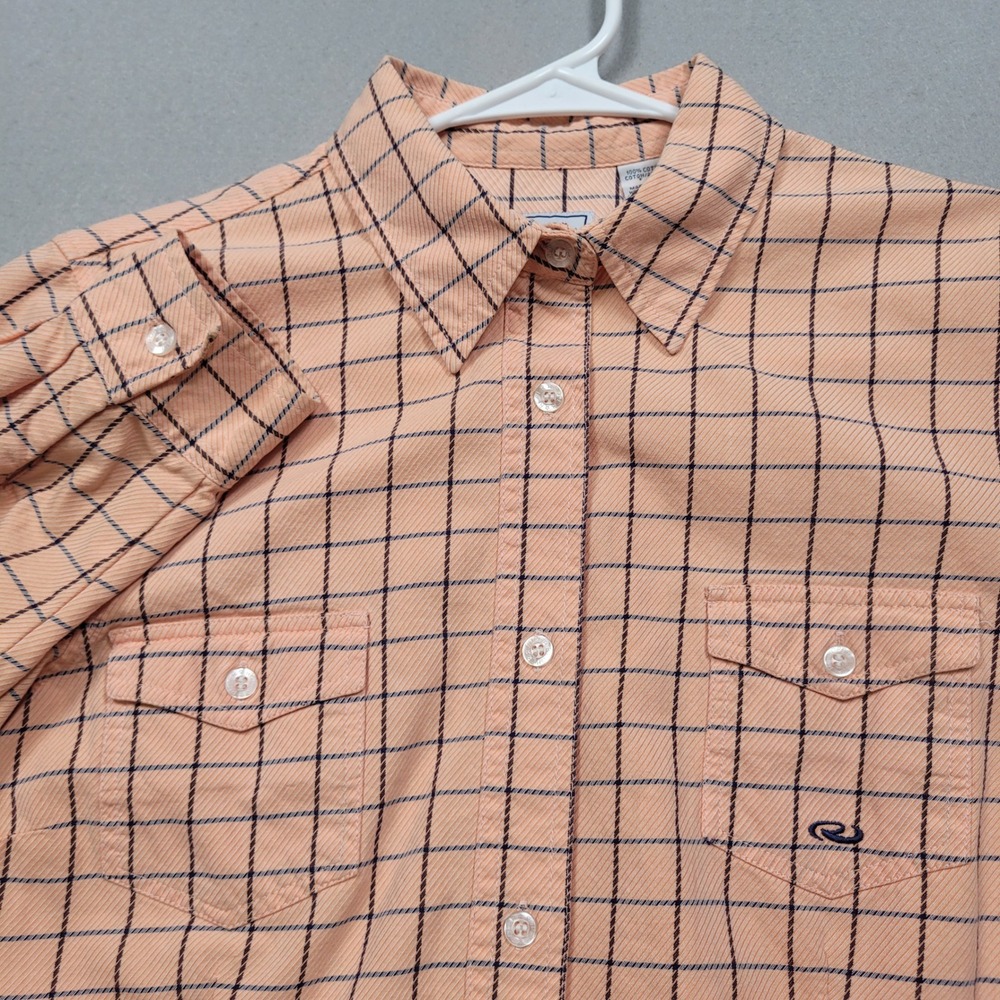 Roper Womens Peach Plaid Long Sleeve Western Pearl Snap Shirt Large